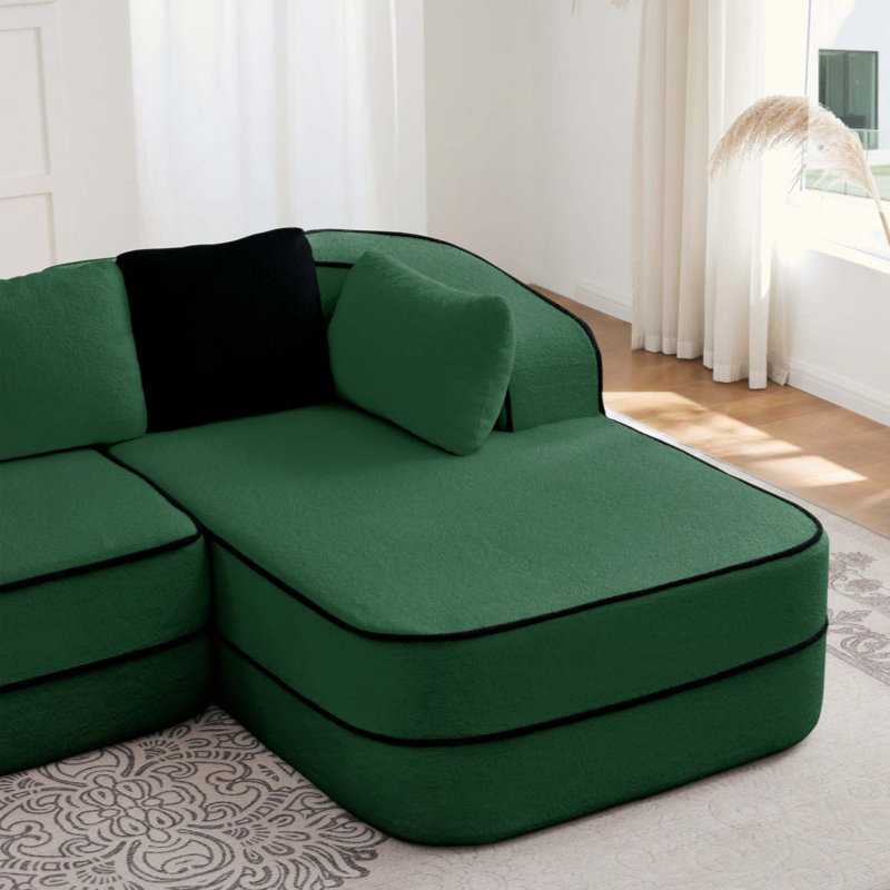 Canapé droit avec coussins droits, Vert