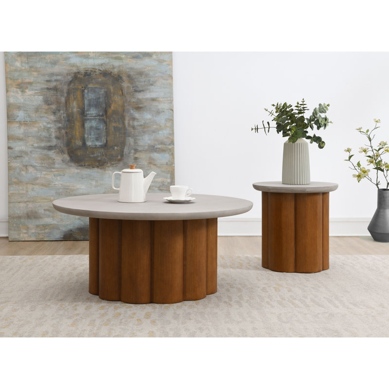 Chumenti End Table with Faux Concrete Top