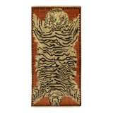 Tiger Skin Contemporary Runner - Gold, Orange, Black By Rug & Kilim