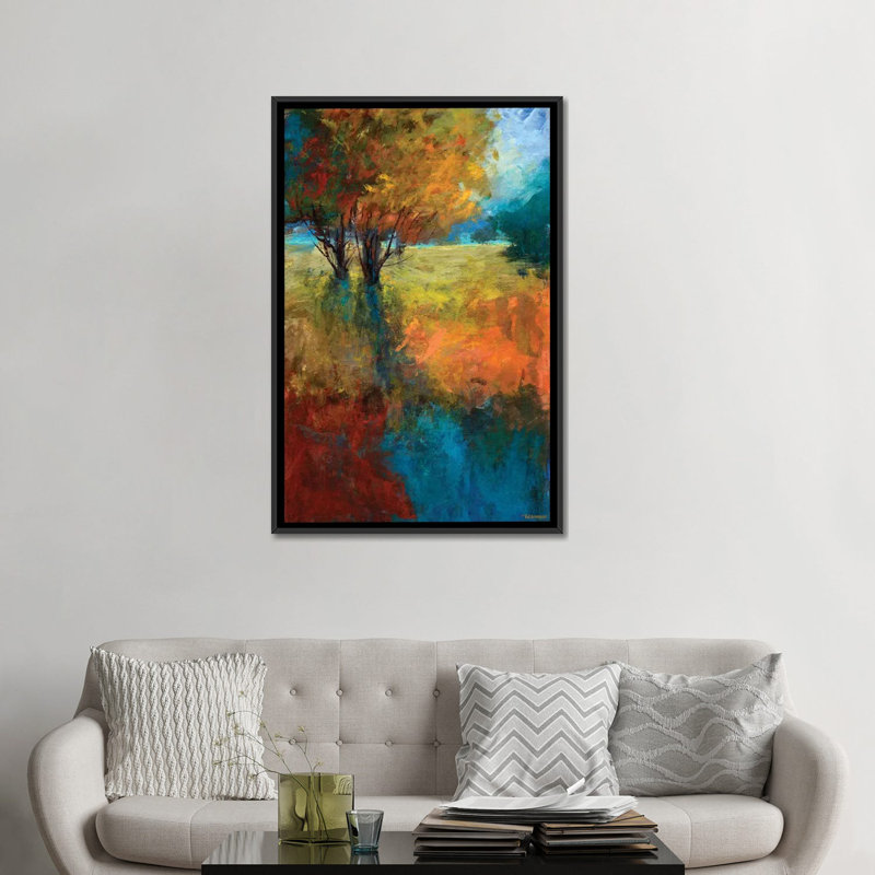 « automne song ii », impression sur toile, H 26 po x l 18 po x P 1,5 po, Toile avec cadre noir, Pas de tapis