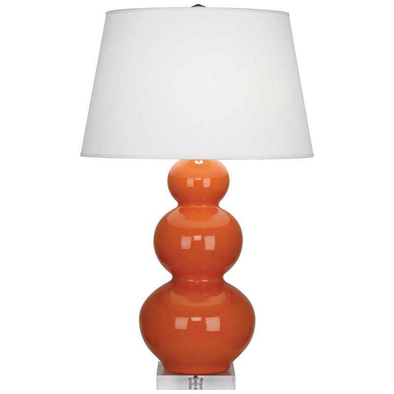 Triple Gourd Table Lamp, 33" H x 20" W x 20" D, Lucite, Pumpkin