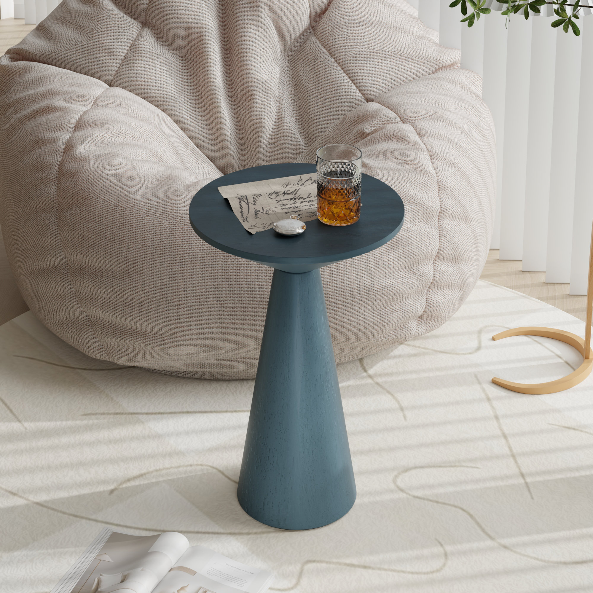 Bozovich Solid Wood End Table, Dark Teal, 19.5" H x 13.5" W x 13.5" D
