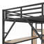 Lit mezzanine double en métal avec bureau Station de charge, aucun sommier requis, soutien solide