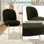 Chaise de salle à manger en tissu brun avec pieds dorés (ensemble de 2)-41556692