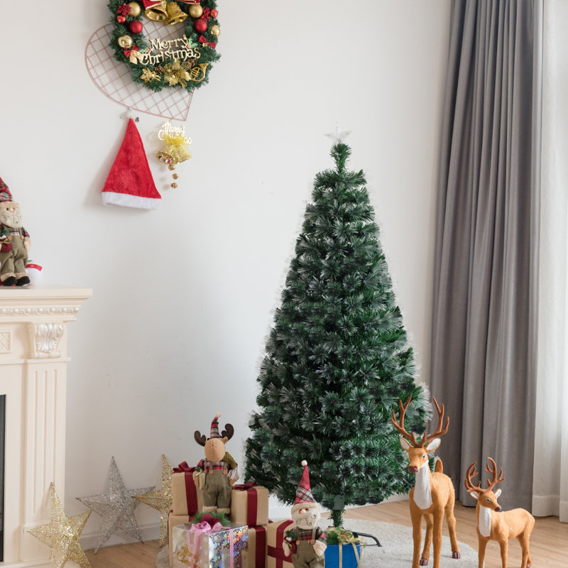Arbre de Noël artificiel pin vert avec 185 lumières blanches, H 6 pi