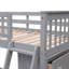 Lit superposé gris en bois gris avec six tiroirs, des options de tablettes et un cadre inférieur complet simple avec rangement pour tiroir-953942549-953942634