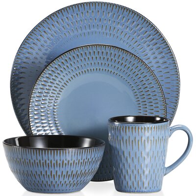 Pluvo 16 Piece Dinnerware Set, Service for 4 -  Vancasso, VC-PLUVO-B-SL