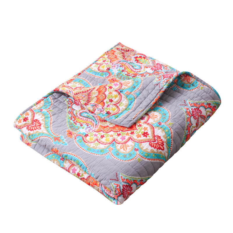 Marielle Quilted Throw, Orange Floral