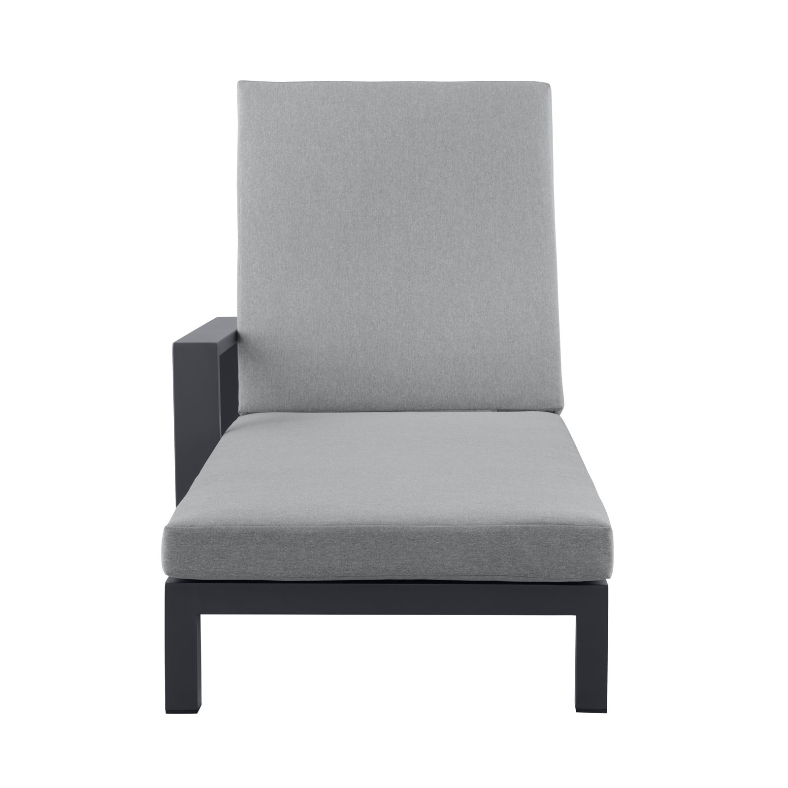 Hoyt Outdoor Metal Double Chaise Lounge, Slate Black , Gray