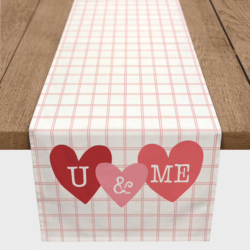 Plaid Cotton Blend Valentine's Day Table Runner