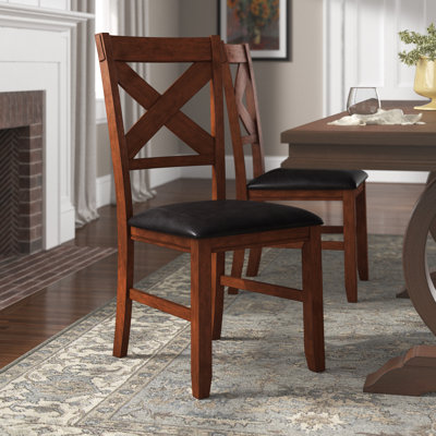 Chaise d'appoint à dossier en forme de «X» Areni en espresso et noyer (ensemble de 2)