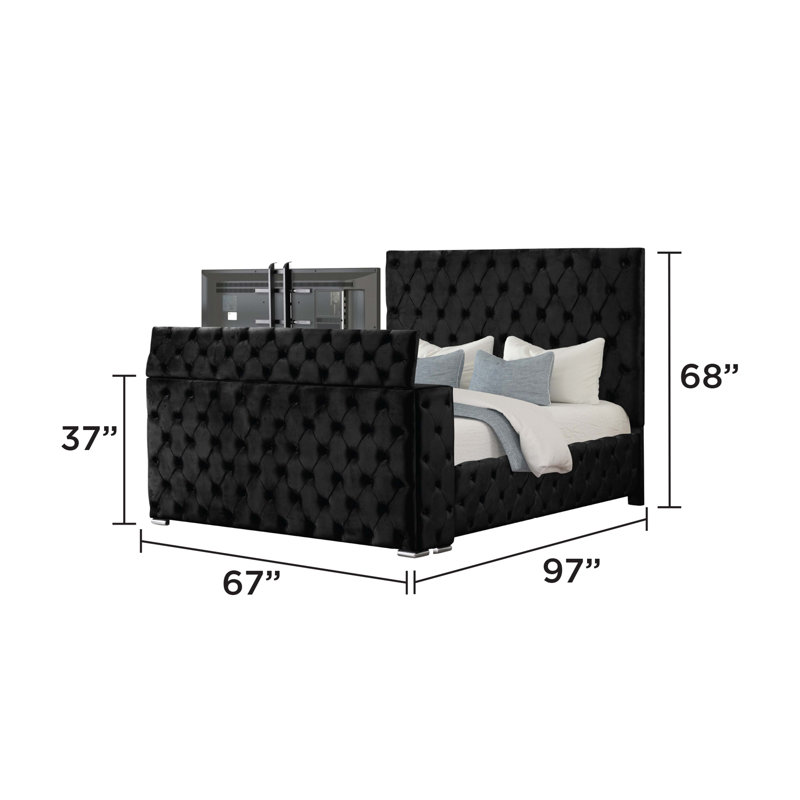 Encore Modern Style Tufted And Upholstered Bed Made With Wood, Queen