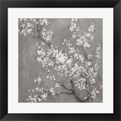 «White Cherry Blossoms II On Grey Crop» par Danhui Nai, art mural encadré