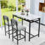 Ensemble de salle à manger rectangulaire pour 2 personnes avec table en faux marbre et chaises rembourrées, noir rustique et gris doux