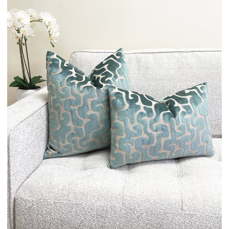 Housse de coussin Velvet Maze, Carré 22 po, Vert