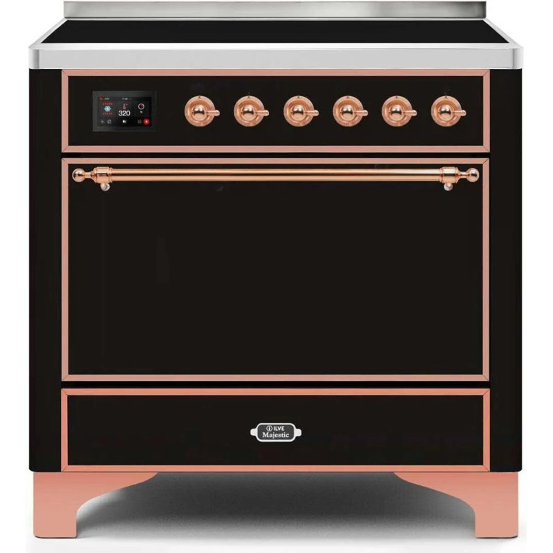 Majestic Ii 36 Inch Freestanding Induction Range, Glossy Black/Copper