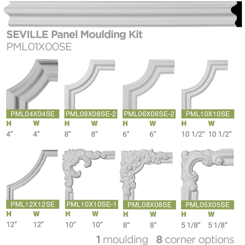 1 1/2"H x 3/4"P x 94 1/2"L Seville Panel Moulding