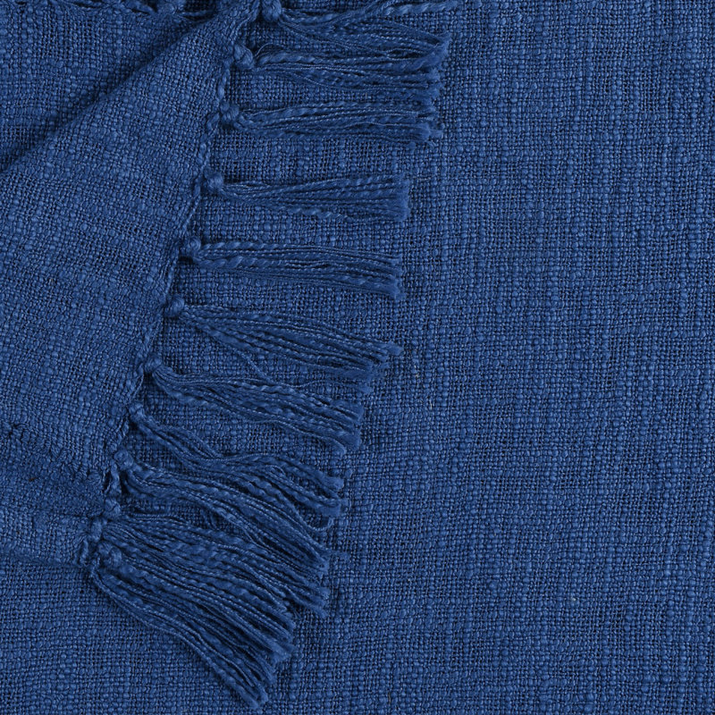 Jeté en coton tissé crème, Bleu