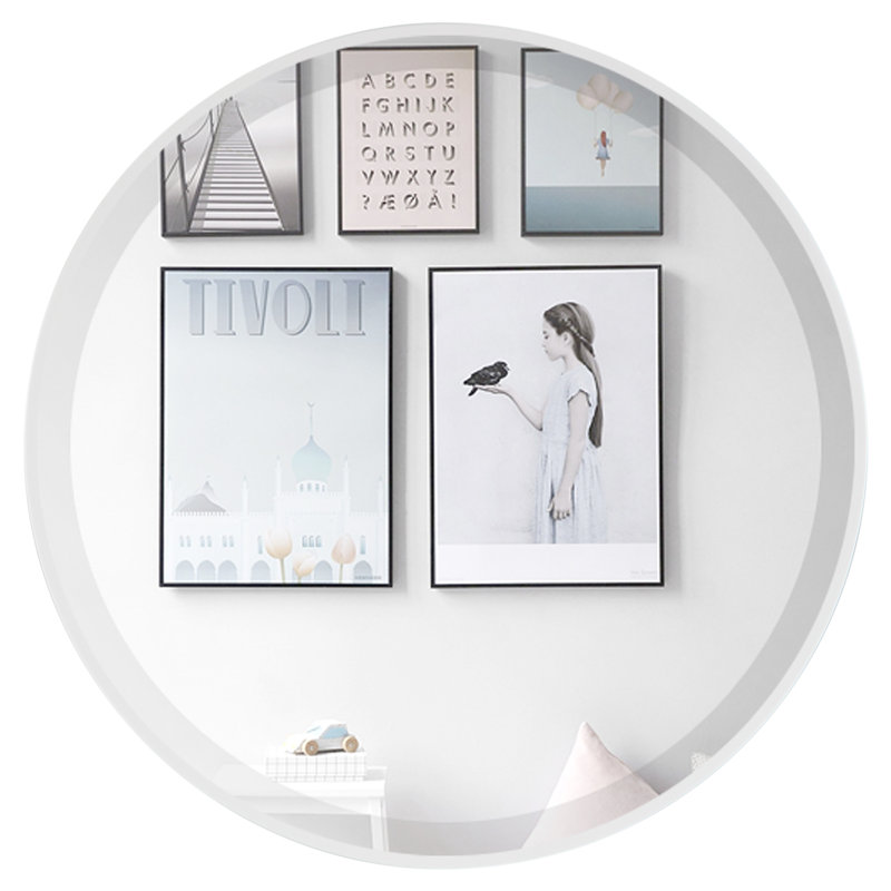 Campfort Round Mirror, Linen White, 14.62" H x 14.62" W