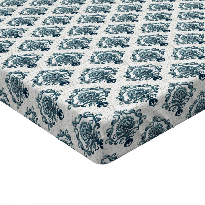 Microfiber Damask Fitted Sheet, Queen