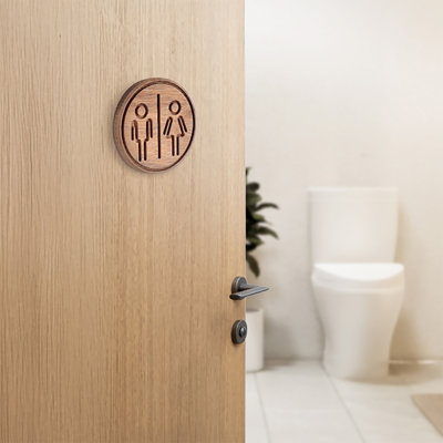 Wooden Restroom Door Sign