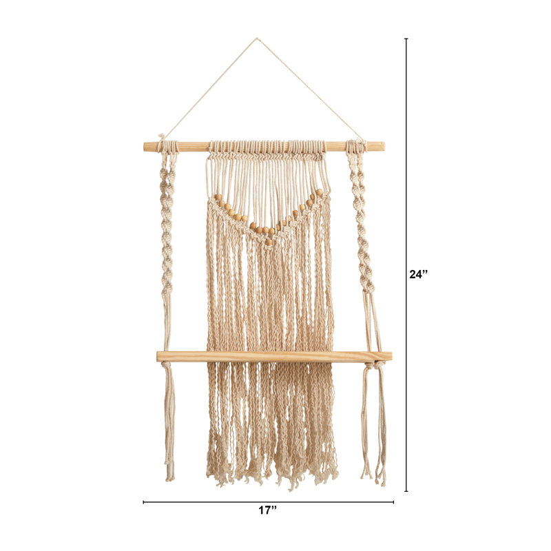 Décoration murale en bois et macramé