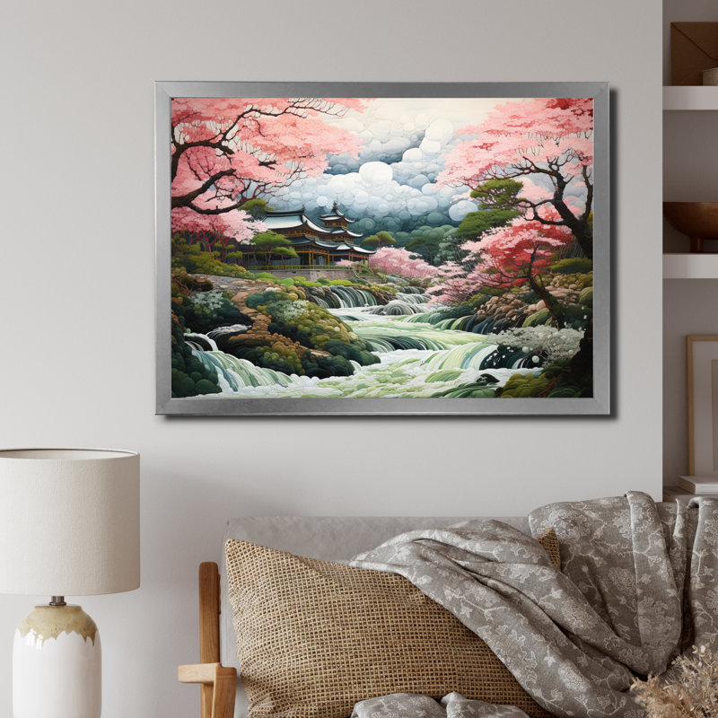 Asian Art Zen Garden III - impression, H 30 po x l 40 po x P 1,5 po, Cadre photo argenté