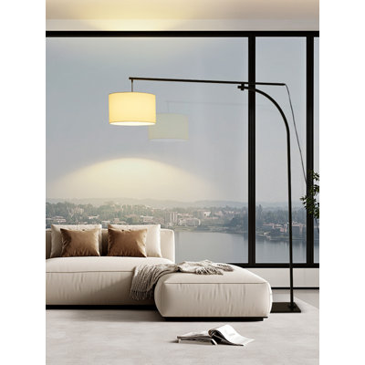Lampe sur pied en fer forgé et tissu de style chinois