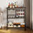Modern Home Bar Cart with Wine Glass Rack & Wheels - Mobile Serving Cart for Kitchen, Dining, or Living Room-1321813716