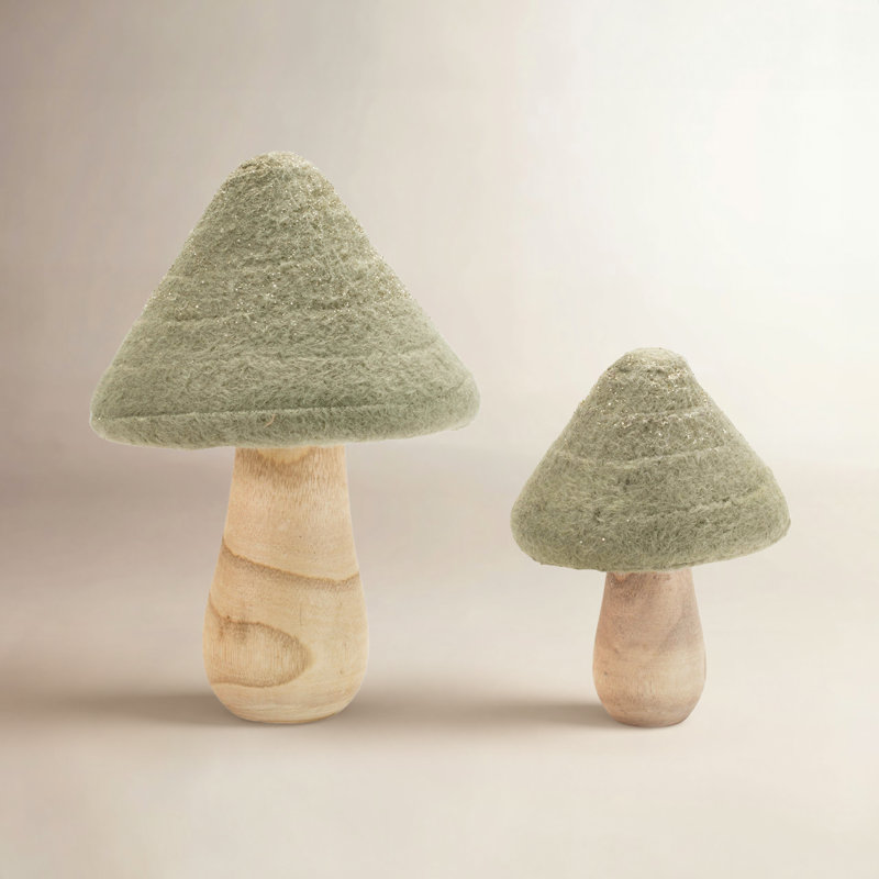 Glittered Wool Mushroom Decor