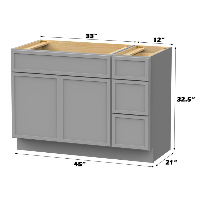 45'' Single Bathroom Vanity Base Only, Gray