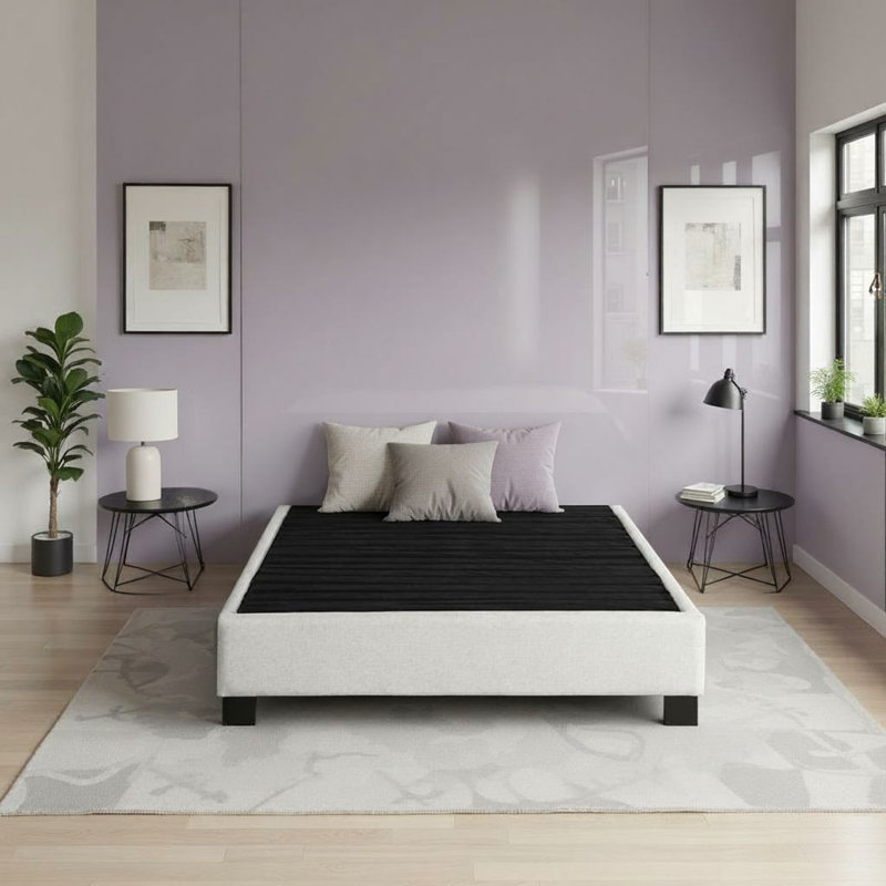 Base de lit tapissier moderne Modern Contempo, Gruau, Grand lit