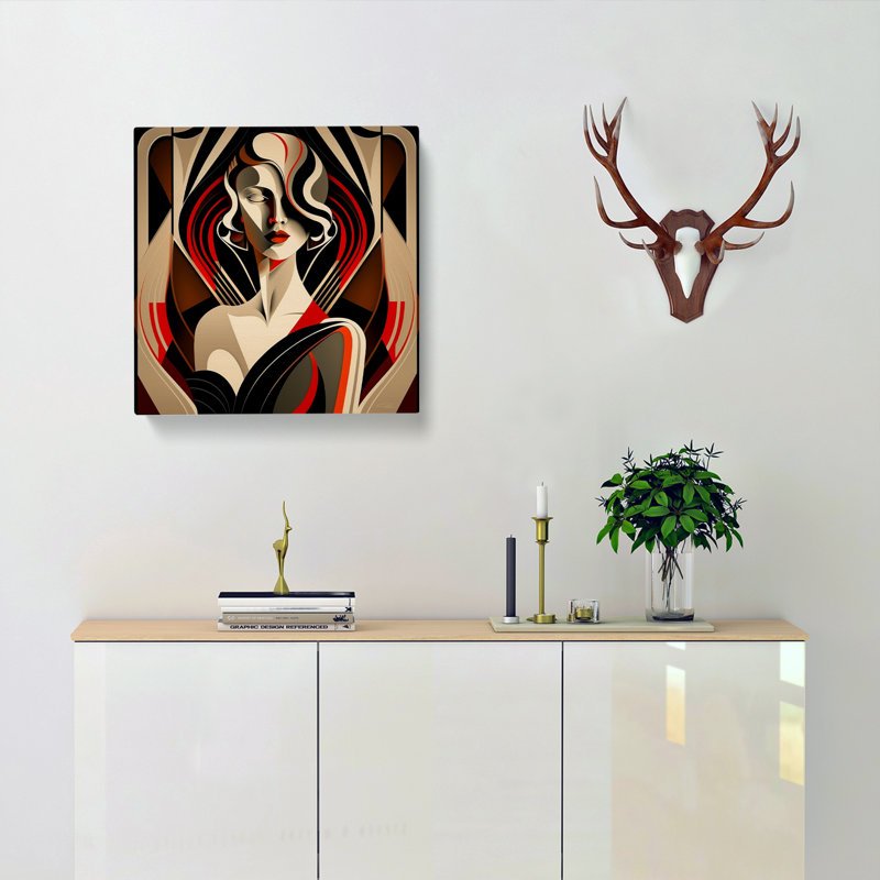 Art Deco Woman Abstract Art - Print, 50cm H x 50cm W x 3cm D