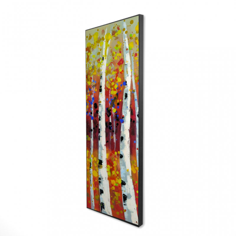 Impression de bouleaux colorés sur toile