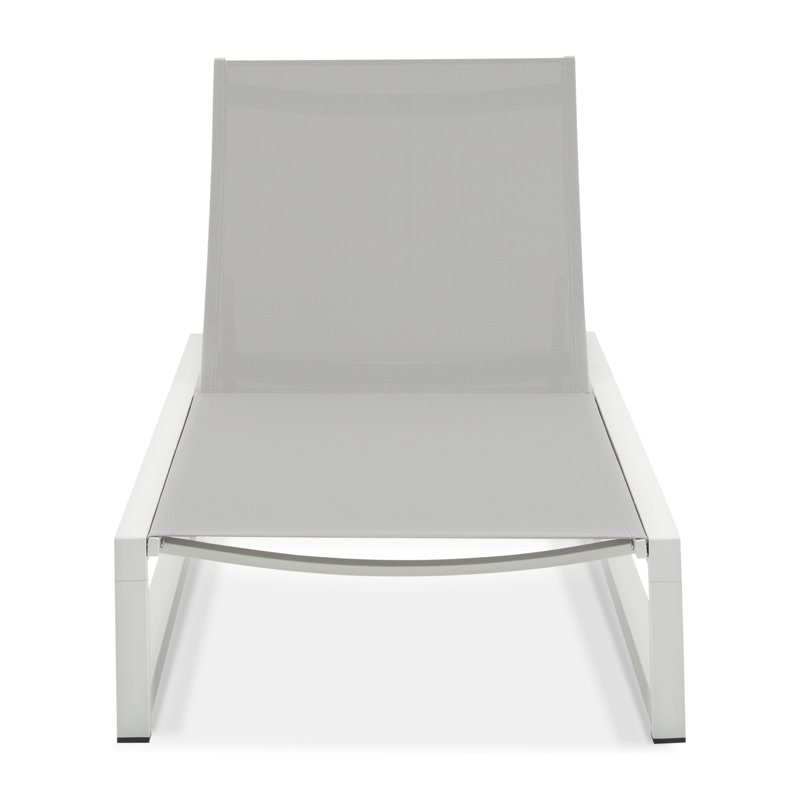Outdoor Chaise Lounge With 5 - Position Adjustable , White Aluminum Frame And Grey Mesh, 180° Flat, Space Saving, For Various Leisure Lounge, Breathable Weather , Poolside Garden