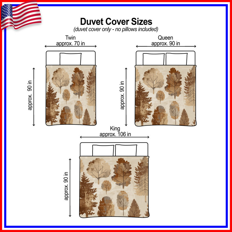 Housses de couette Rustic Tree Silhouettes, Grand lit