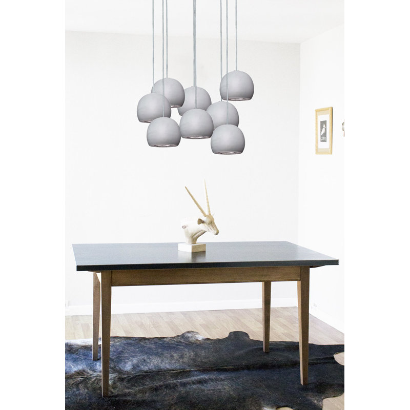 8 - Light Chandelier, 48" H x 24" W x 24" D, Black, Matte Gray/Silver