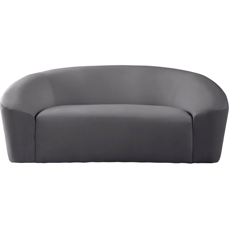 Canapé courbé Alaw, Velours gris, H 29,5 po x l 71 po x P 35,5 po