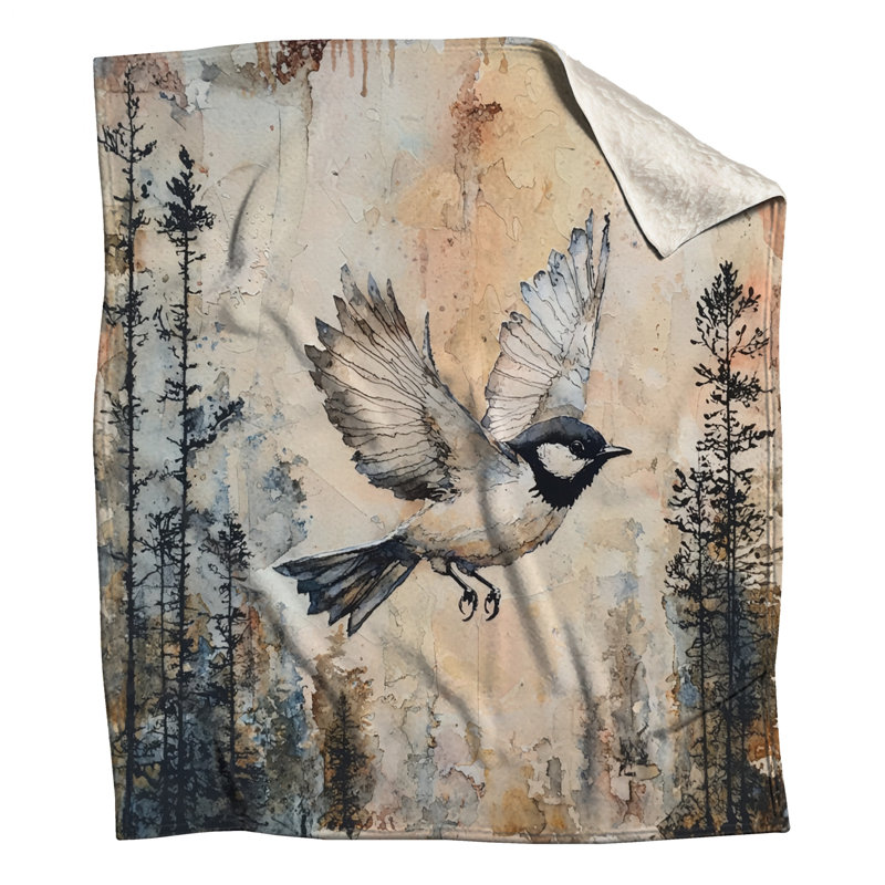 Couvertures aquarelle d'oiseaux en vol, L 50 po x H 60 po