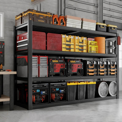 Heavy Duty 4-Tier Steel Shelves - Adjustable Storage Rack For Garage, Warehouse, Pantry,69" H x 70" W x 24" D