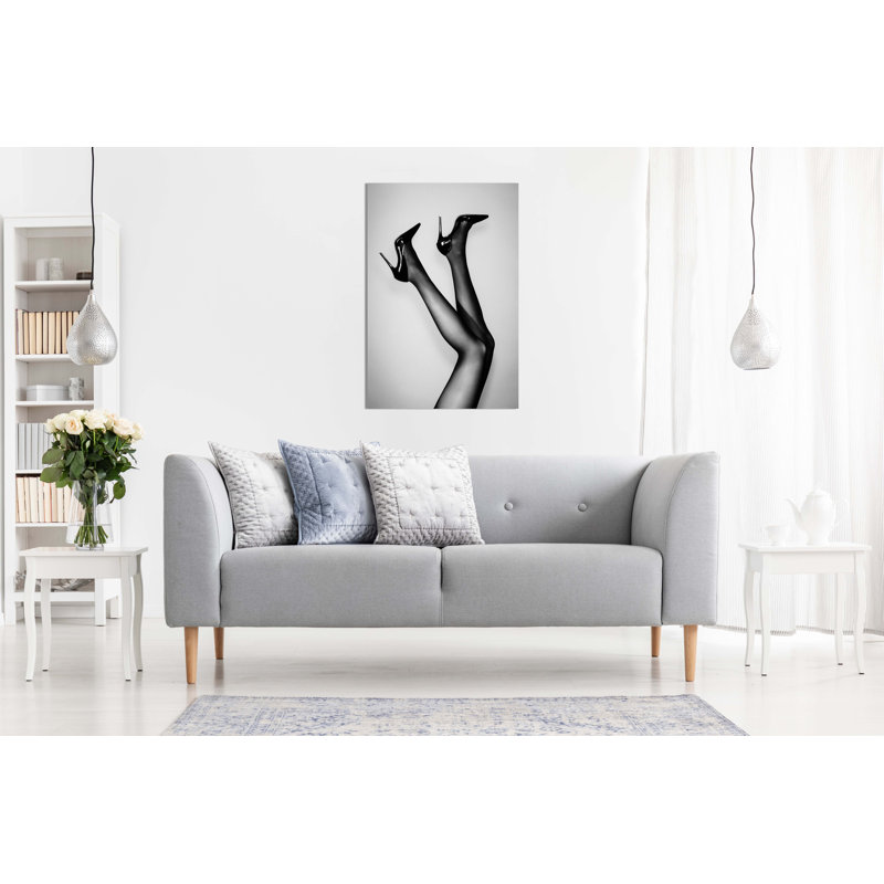 Black And White Woman In High Heels Shoes Artistic - Wrapped Canvas Print, 31cm H x 20cm W