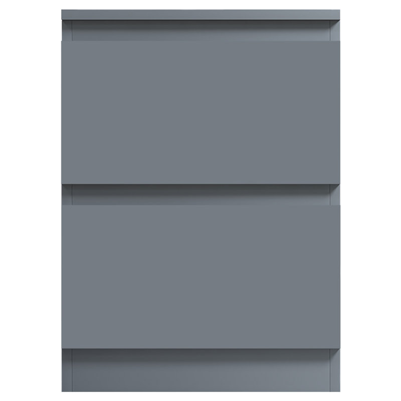 Carlton 2 Drawer Bedside Table Nightstand: Matt Finish. Scratch Resistant. Handleless Design., Grey