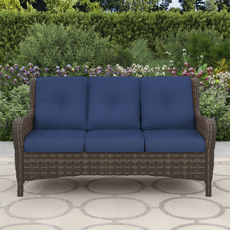 Pe Rattan 3 - Seater Outdoor Sofa All - Weather Hand - Woven  With Thick, High - Density Cushions - Ideal For Patio, Garden & Backyard