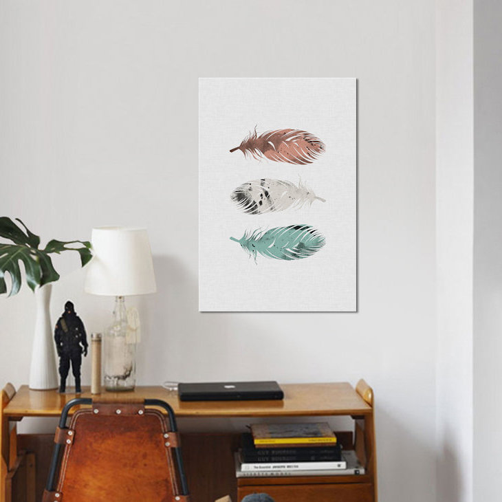 Pastel Feathers - Reproduction d'art graphique sur toile, H 18 po x l 12 po x P 1,5 po, Toile tendue, Pas de tapis