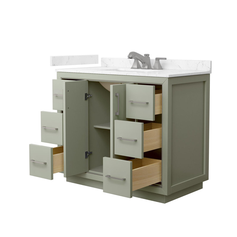Icon Freestanding Single Bathroom Vanity with Cultured Marble Top, Carrara Cultured Marble, 42"