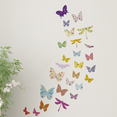 Décalcomanie murale papillons floral