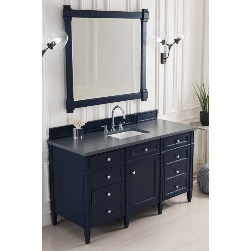 Brittany 60'' W Single Vanity, Victory Blue, Charcoal Soapstone, 8" Widespread