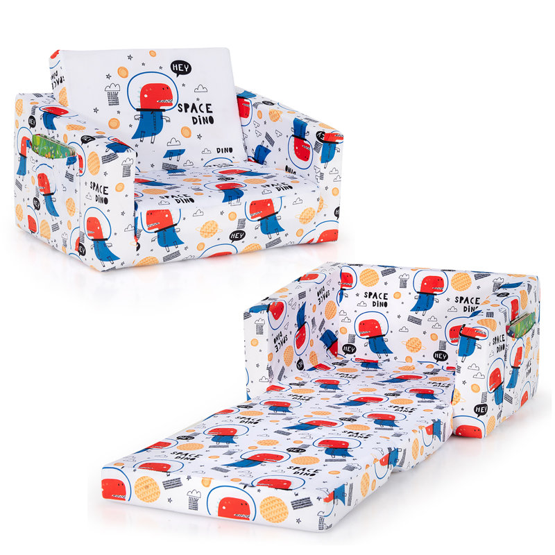Fauteuil inclinable Moore Moore, Bleu / blanc / animaux rouges
