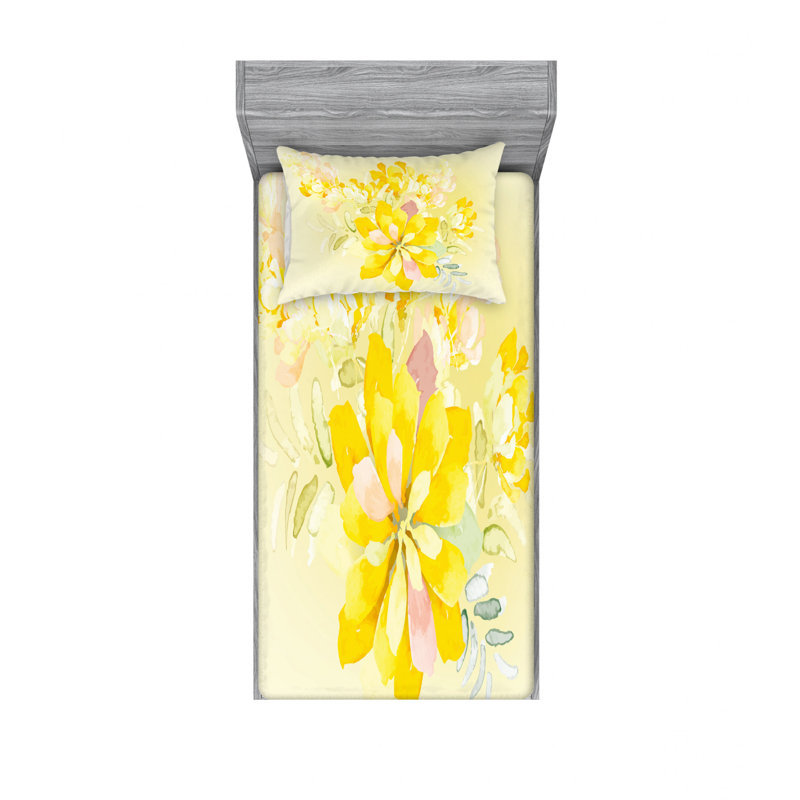 Microfiber Floral Sheet Set, Twin XL Sheet Set with Fitted Sheet