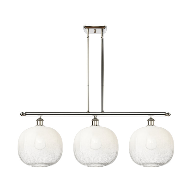 Luminaire suspendu pour îlot 3 lumières Ballston - Himmel, Opale, Nickel poli